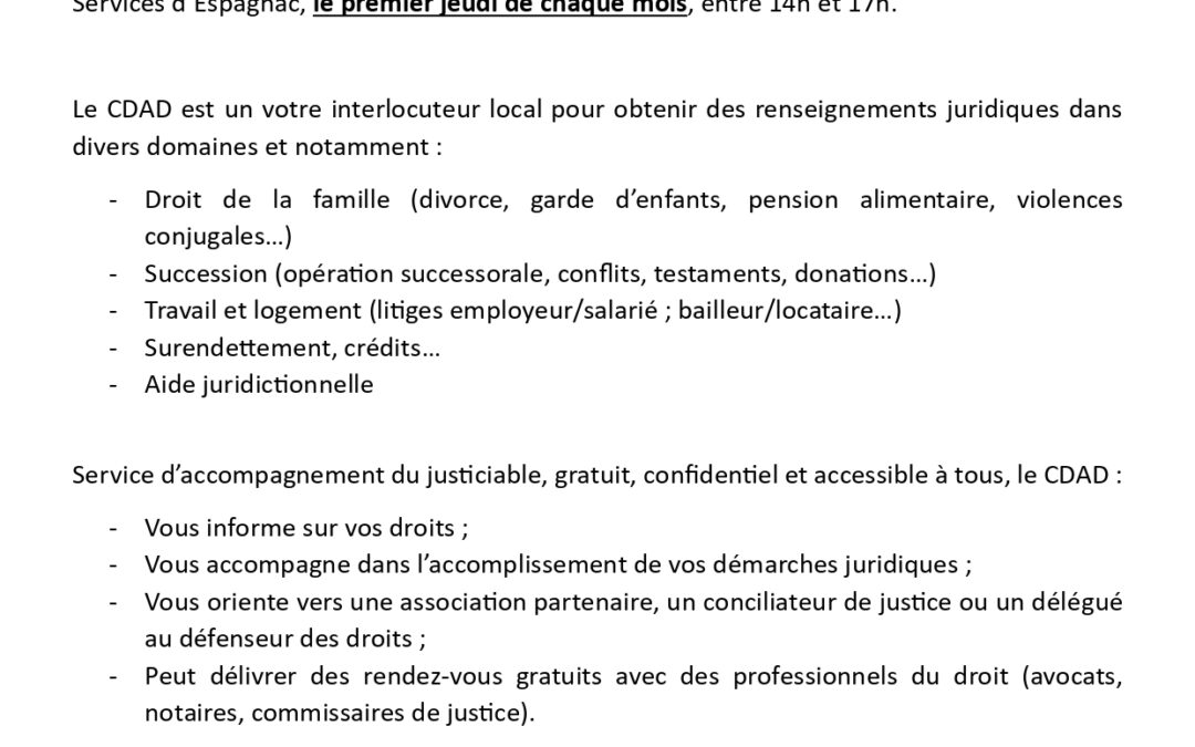 Permanence du Conseil Départemental d’Accès au Droit de la Corrèze